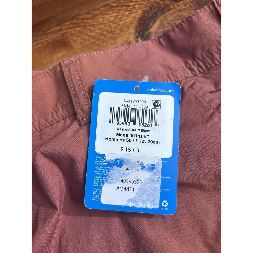 Columbia Shorts Men's 40" Clay Brown Washed Out Hiking Camping Casual 8"‎ NEW - Picture 4 of 7